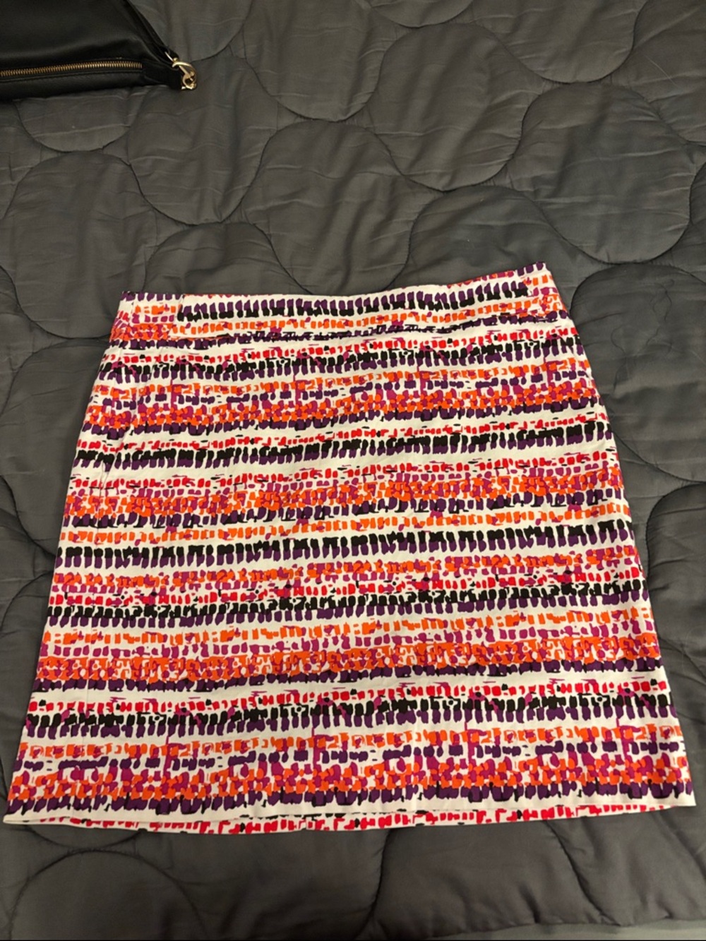 Ann Taylor Multicolor Abstract Stripe Mini Skirt in Purple, Pink & Orange